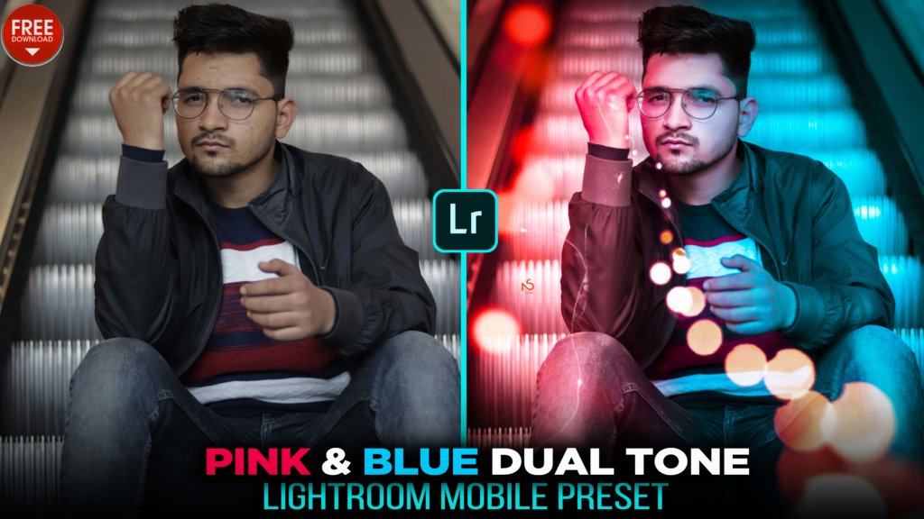 pink & blue dual tone lightroom mobile preset download